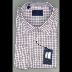 $135 David Donahue Lilac White Dress Shirt Regular Fit